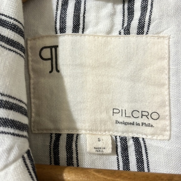 Pilcio Oversized White Blue Striped Long Sleeve Blazer - Picture 2 of 4